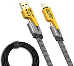4-in-1 Fast Charging Braided Cable – USB-A & USB-C to Type-C, Micro USB & Lightning